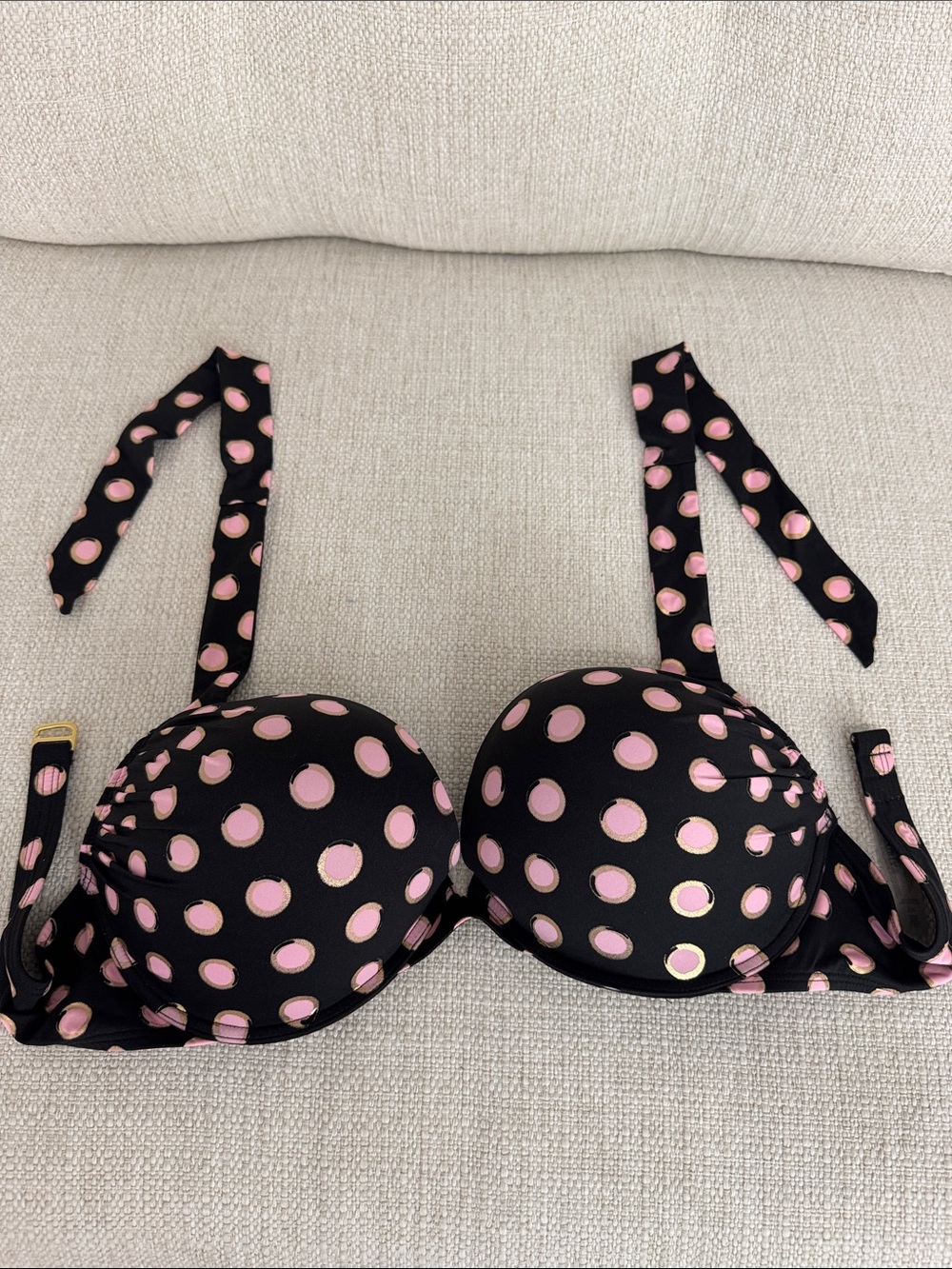 Victoria Secret Polka Dot Bikini Top - Black & Pink
